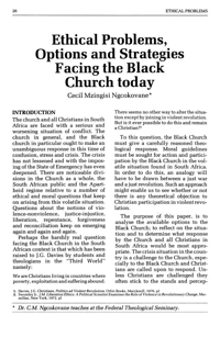 Ethical problems, options and strategies facing the Black church today
