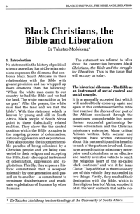 Black Christians, the Bible and liberation