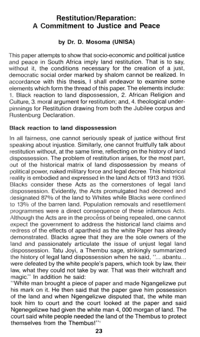 Restitution/Reparation: a commitment to justice and peace