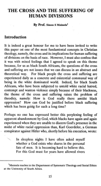 The cross and the suffering of human divisions