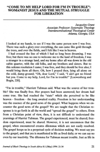Come to my help Lord for I`m in trouble: womanist Jesus and the mutual struggle for liberation