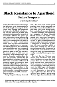 Black resistance to apartheid - future prospects