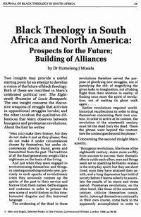 Black theology in South Africa and North America - prospects for the future, building of alliances