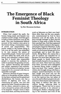 The emergence of black feminist theology in South Africa