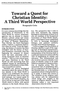 Towards a quest for Christian identity - a Third World perspective