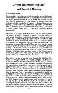 African Liberation Theology by Dr.Gwinyai H. Muzorewa