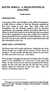 South Africa: a socio-political analysis