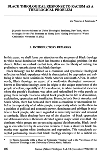 Black theological response to racism as a theological problem
