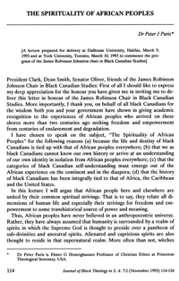 The spirituality of African peoples