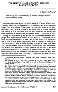The future image of South African black theology