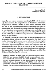 Jesus in the parables: class and gender readings