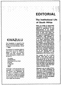 Editorial: The institutional life of South Africa
