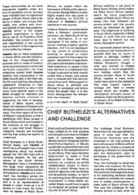 Chief Buthelezis alternatives and challenge