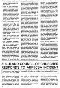 Zululand Council of Churches responds to ABRECSA incident