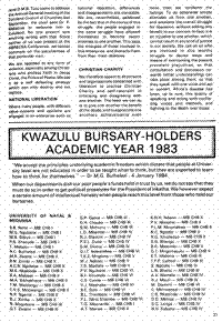 KwaZulu bursary-holders: academic year 1983