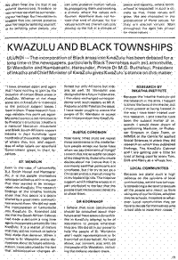 KwaZulu and Black townships