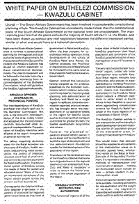 White paper on Buthelezi Commission - KwaZulu cabinet