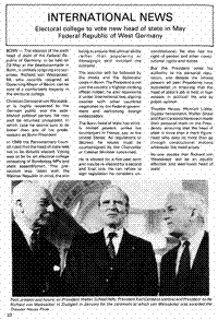 International news: electoral college to vote new head of state in May Federal Republic of West Germany