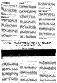 Central committee meeting of Inkatha - 24-25 February 1984: Resolutions