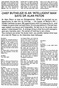 Chief Buthelezi is an intelligent man says Dr Alan Paton