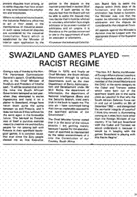 Swaziland games played - racist regime
