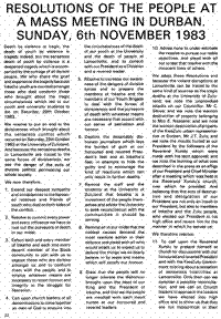 Resolutions of the people at a mass meeting in Durban, Sunday 6th November