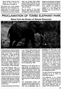 Proclamation of Tembe Elephant Park: News from the Bureau of Natural Resources