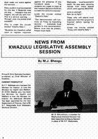 News From KwaZulu Legislative Assembly Session