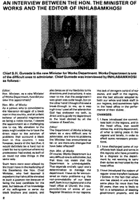 An interview between the Hon. the Minister of Works and the editor of Inhlabamkhosi