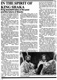 In the spirit of King Shaka: King Goodwill talks of the past and the future of Blacks