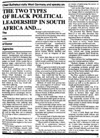The two types of Black leadership in South Africa and the role of donor agencies