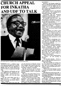 Church appeal for Inkatha and UDF to talk
