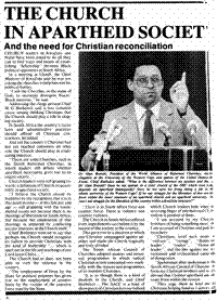 The Church in apartheid society and the need for Christian reconciliation