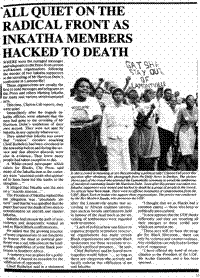 All quiet on the radical front as Inkatha members hacked to death