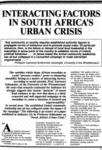 Interacting factors in South Africas urban c