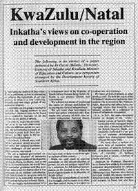 KwaZulu/Natal: Inkathas views on co-operatio