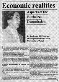 Economic realities: aspects of the Buthelezi Commission