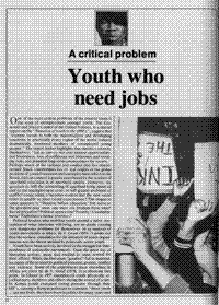 Youth who need jobs: a critical problem