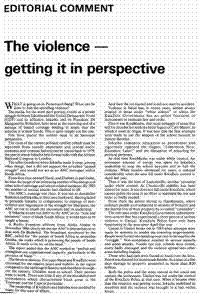 Editorial comment: the violence - getting it in perspective