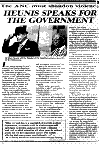 Heunis speaks for the Government: the ANC must abandon violence