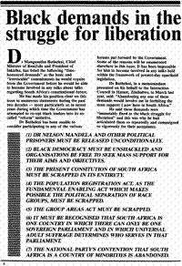 Black demands in the struggle for liberation