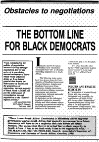 Obstacles to negotiations: the bottom line for Black democrats
