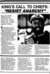 King's call to Chiefs: 'Resist anarch