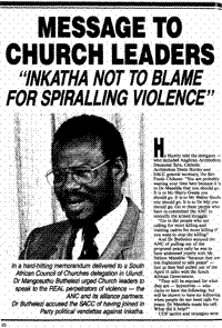 Message to Church leaders: Inkatha not to blame for spiralling violence