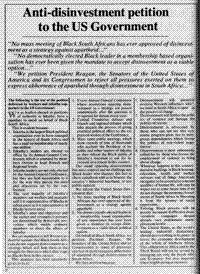 Anti-disinvestment petition to the US Government