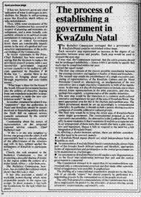 The process of establishing a government in KwaZulu Natal