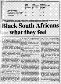 Black South Africans - what they feel