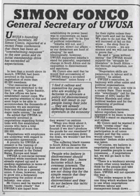 Simon Conco: general secretary of UWUSA