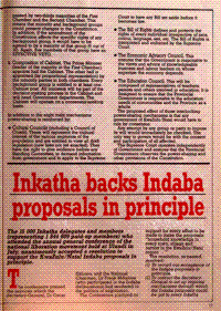 Inkatha backs Indaba proposals in principle