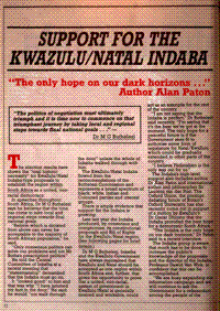 Support for the KwaZulu/Natal indaba